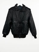 Giacca bomber in pelle aviator nero slim (26g246) - S/XS