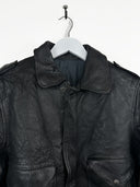 Giacca bomber in pelle aviator nero slim (26g246) - S/XS