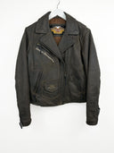 Giacca chiodo in pelle Harley Davidson marrone 90s (26g248) - M