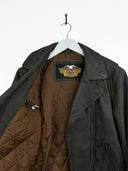 Giacca chiodo in pelle Harley Davidson marrone 90s (26g248) - M