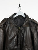 Giacca bomber in pelle aviator marrone scuro (26g249) - L