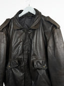 Giacca bomber in pelle aviator marrone scuro (26g249) - L