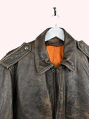 Giacca bomber in pelle aviator marrone (26g251) - XL