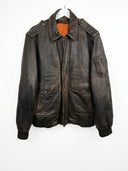 Giacca bomber in pelle aviator marrone (26g251) - XL