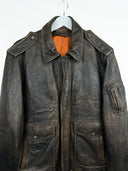 Giacca bomber in pelle aviator marrone (26g251) - XL