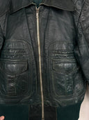 Giacca bomber in pelle verde donna (26g252) - S