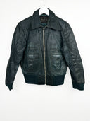 Giacca bomber in pelle verde donna (26g252) - S