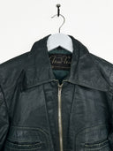 Giacca bomber in pelle verde donna (26g252) - S