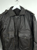Giacca bomber in pelle aviator marrone 70s (26g253) - M