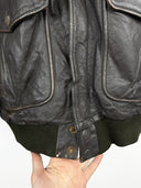 Giacca bomber in pelle aviator marrone 70s (26g253) - M