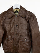 Giacca in pelle marrone cammello (26g254) - S