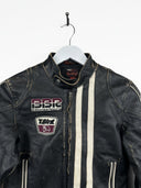 Giacca in pelle Bomb Boogie marrone biker donna cropped (26g270) - S/M