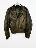 Giacca chiodo in pelle "Ugly Boy" 80s marrone (26g283) - M/L