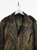 Giacca chiodo in pelle "Ugly Boy" 80s marrone (26g283) - M/L