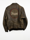 Giacca bomber in pelle Chevignon 90s marrone con patches (26g311) - L