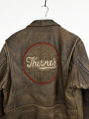 Giacca bomber in pelle Chevignon 90s marrone con patches (26g311) - L