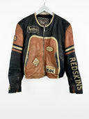 Giacca in pelle Redskins biker da moto arancio nera (26g317) - S/M