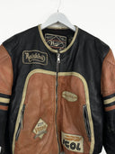 Giacca in pelle Redskins biker da moto arancio nera (26g317) - S/M