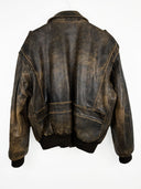 Giacca bomber in pelle invecchiata aviator marrone (26g375) - L