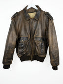 Giacca bomber in pelle invecchiata aviator marrone (26g375) - L