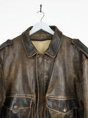 Giacca bomber in pelle invecchiata aviator marrone (26g375) - L