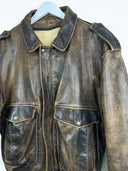 Giacca bomber in pelle invecchiata aviator marrone (26g375) - L