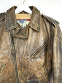 Giacca chiodo in pelle Alan Gordon marrone anni 90 (26g378) - S