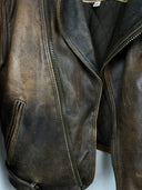 Giacca chiodo in pelle marrone 90s (26g61) - S/M