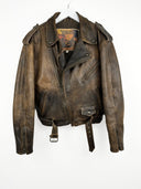 Giacca chiodo in pelle marrone 90s (26g61) - S/M