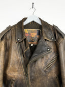 Giacca chiodo in pelle marrone 90s (26g61) - S/M