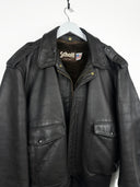 Giacca bomber Schott in pelle marrone scuro (26g65) - 52/L
