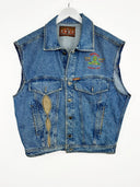Gilet in jeans con ricami anni 80 (26gt28) - L