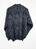 Maglione cardigan blu misto lana (26m02) - XL