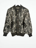 Maglione cardigan beige handmade lana (26m04) - S