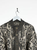 Maglione cardigan beige handmade lana (26m04) - S