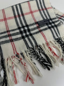 Sciarpa Burberry bianca nera in lana (26sc05)
