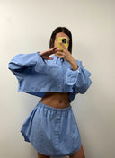 Completo azzurro camicia e gonna Ralph Lauren (26v09) - M/L