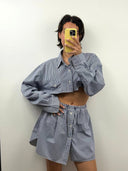Completo Camicia  + gonna Ralph Lauren blu a righe (26-121) -  TG U