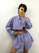 Completo camicia + gonna Ralph Lauren viola a quadretti (26-137) - TG U