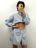 Completo camicia + gonna Ralph Lauren blu a righe (26-122) - TGU