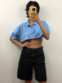 Polo top Ralph Lauren cropped azzurra donna (26-133) -S/M