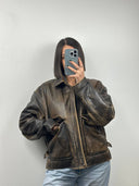Giacca in pelle Fly Jacket marrone  80s (25g281) - S