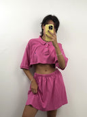 Completo polo + gonna Ralph Lauren rosa rework (26-198) - TG U