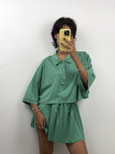Completo polo + gonna Ralph Lauren verde acqua rework (26-199) - TG U