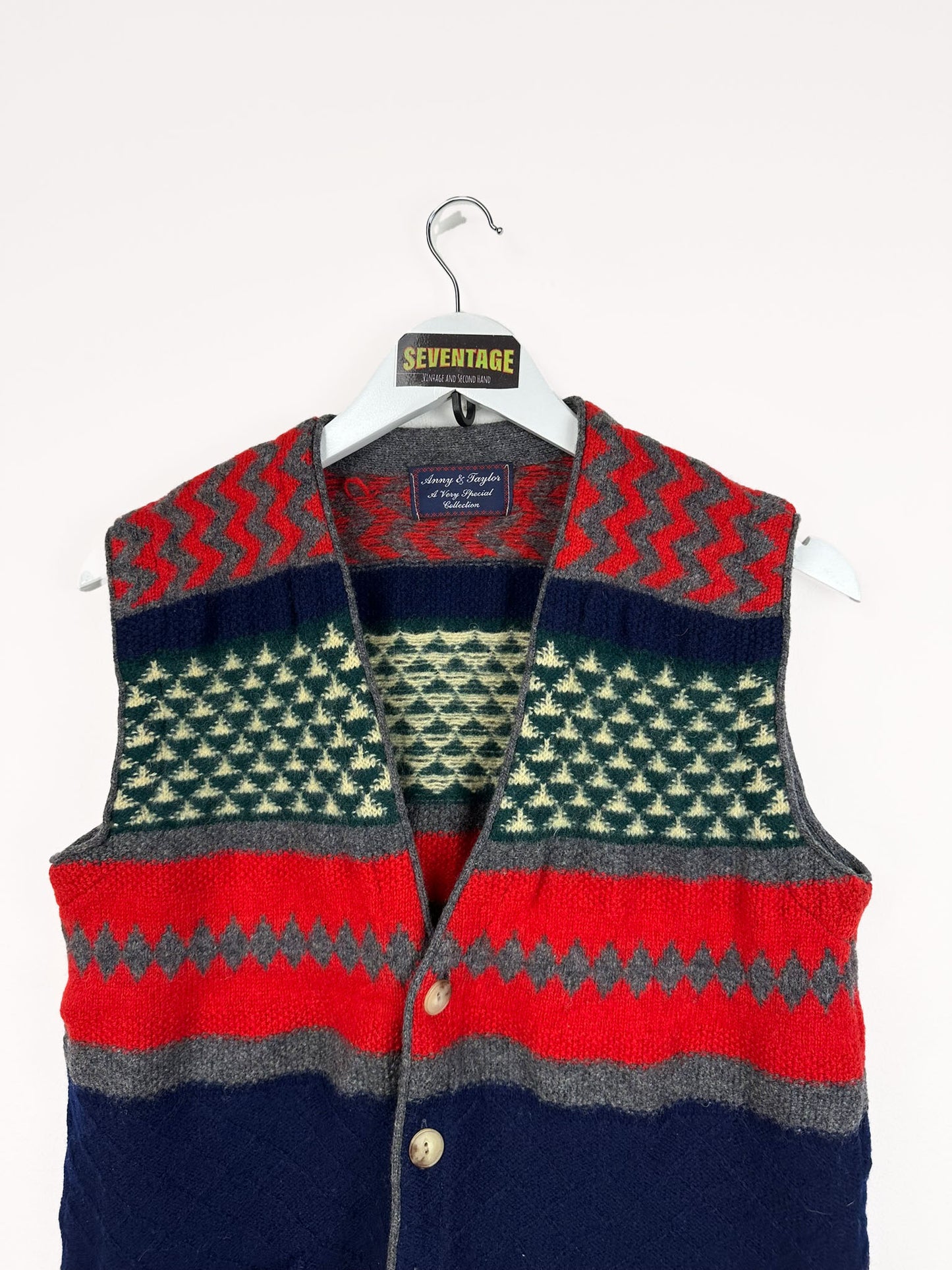 Gilet in lana multicolor 80s - S