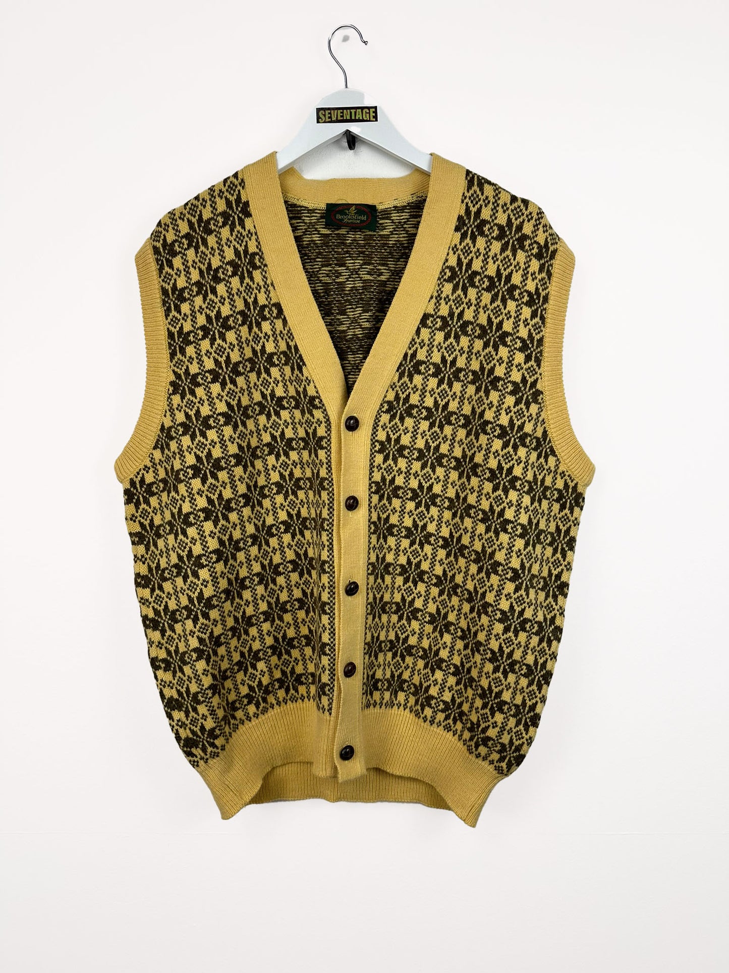 Gilet in lana giallo marrone - XXL