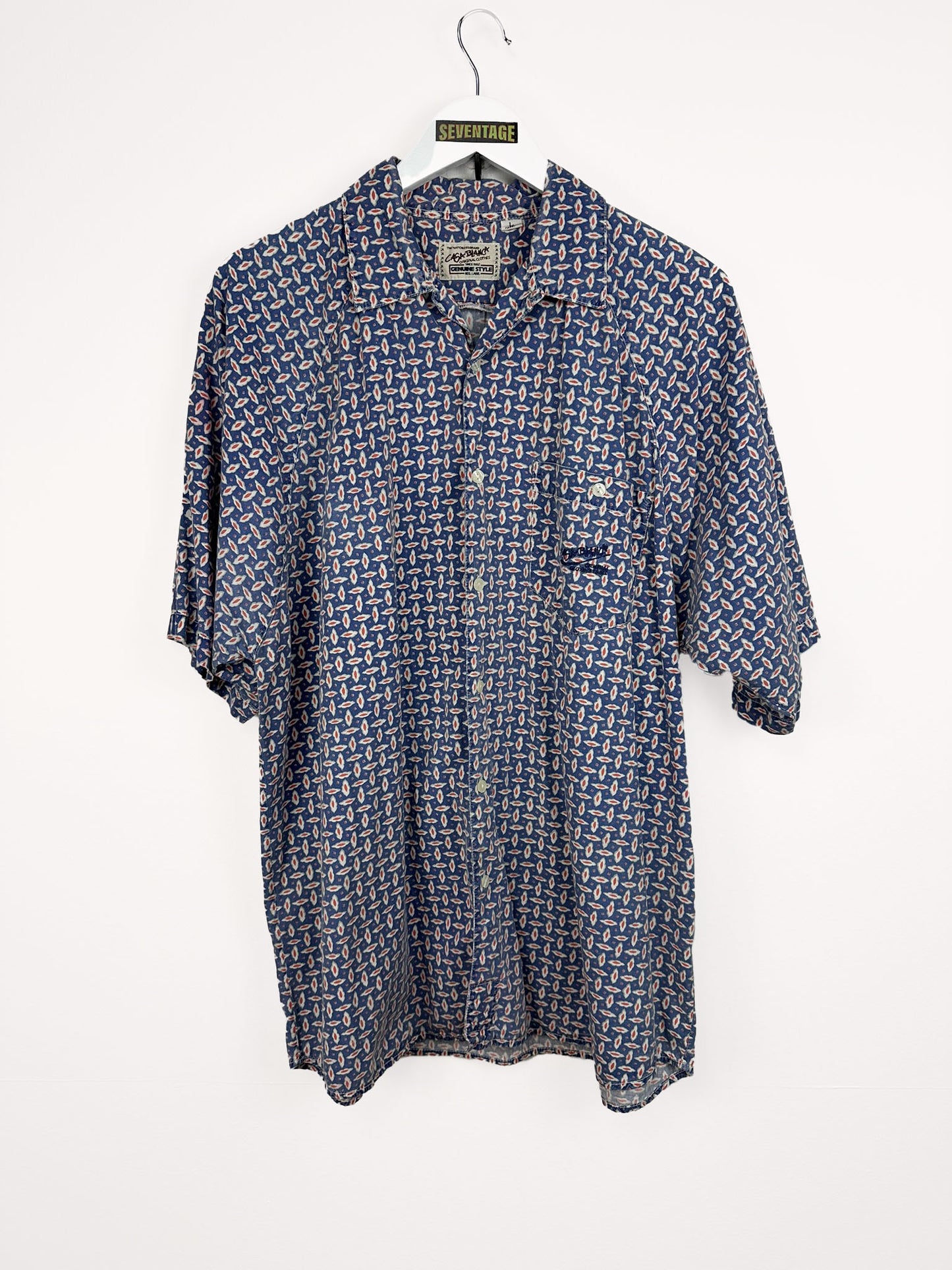 Camicia blu bianca vintage - L