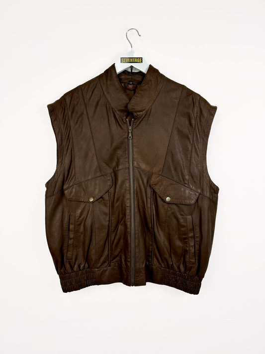 Gilet in pelle marrone - L