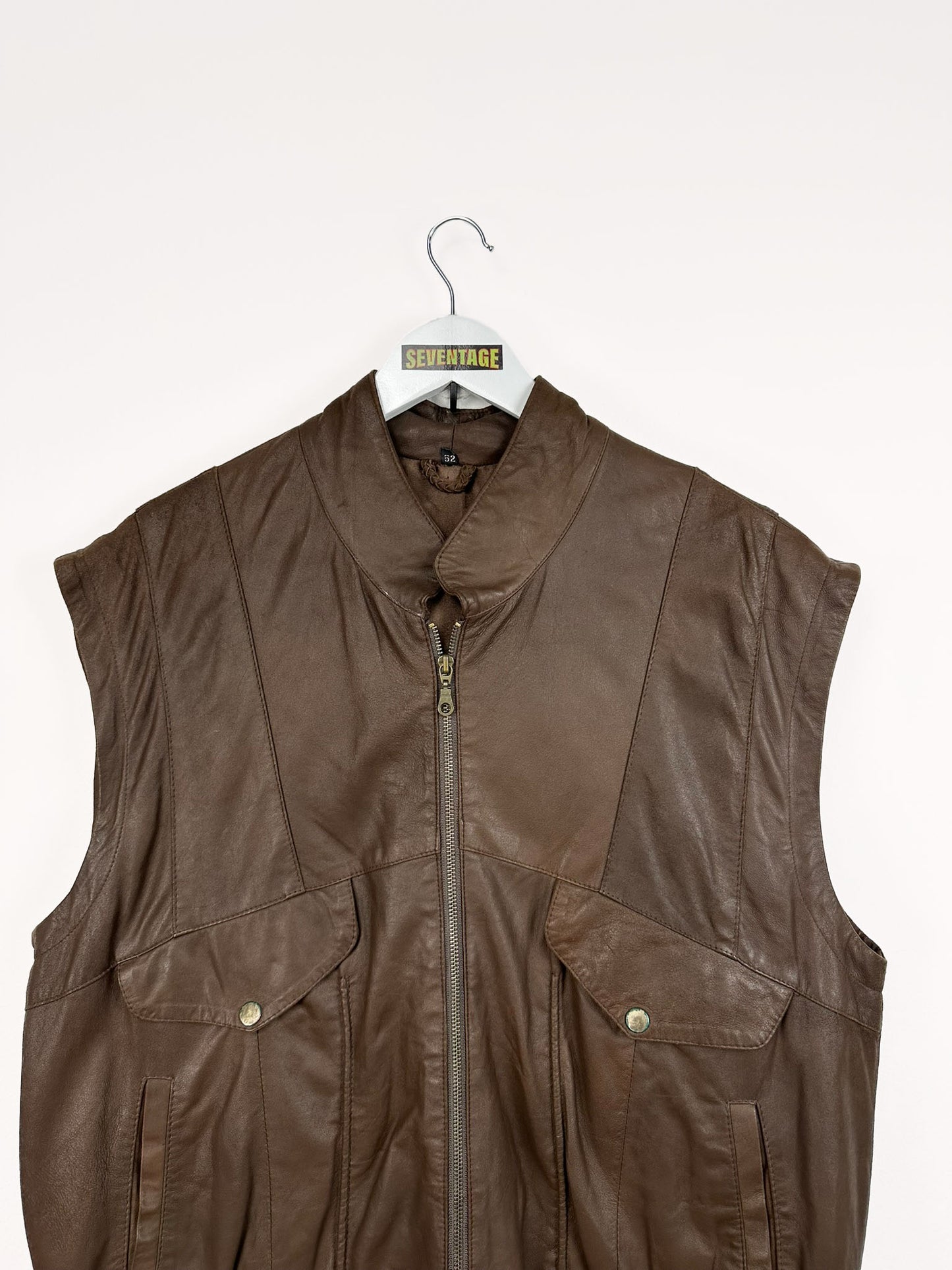 Gilet in pelle marrone - L