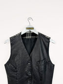 Gilet in pelle e tessuto  donna - S